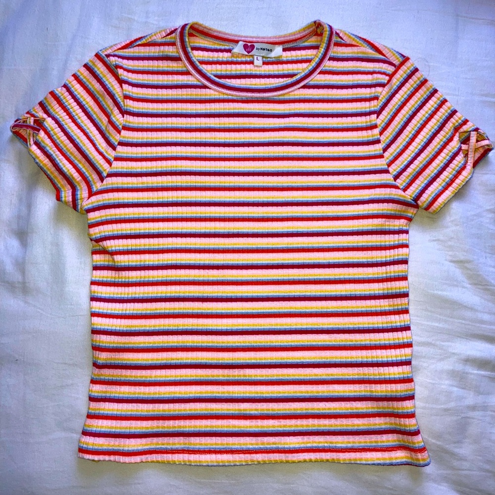 Large Striped Koton Cropped Tee